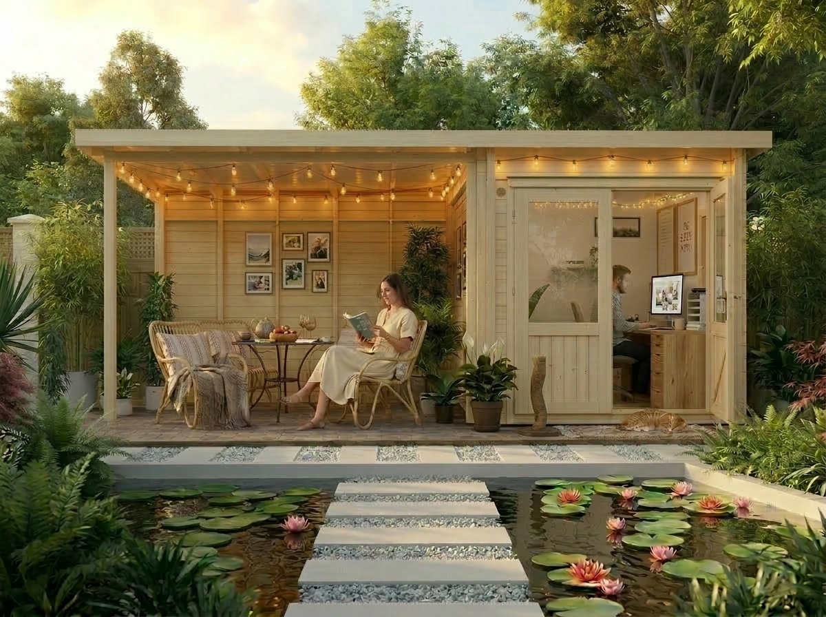 Dominator Classic Garden Office with Side Canopy | BuyGardenPods product image 6