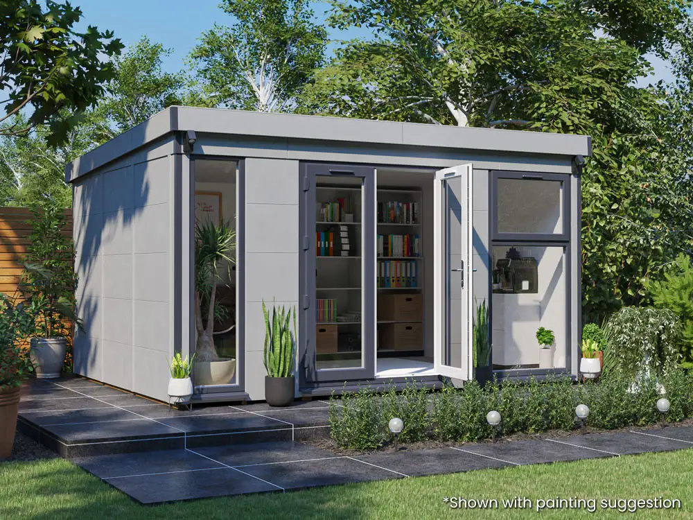 Unpainted Composite Garden Office with White uPVC 4.5m x 3.5m