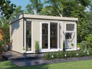 Unpainted Composite Garden Office with White uPVC 4.5m x 3.5m