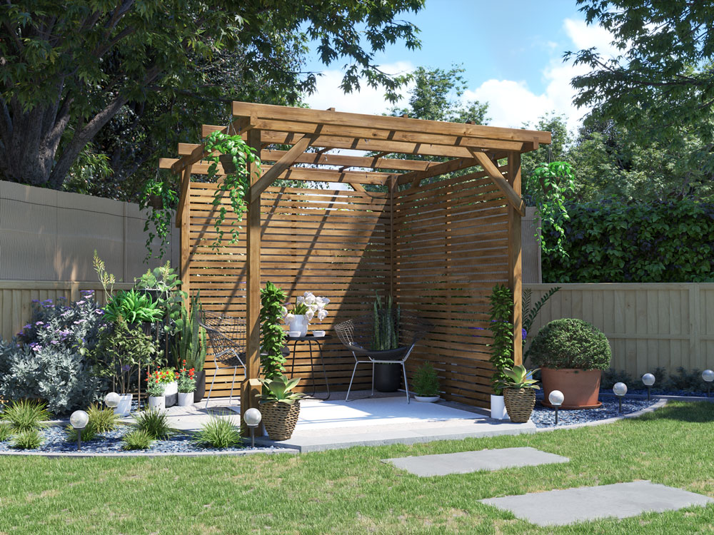 Utopia Pergola with Slatted Sides