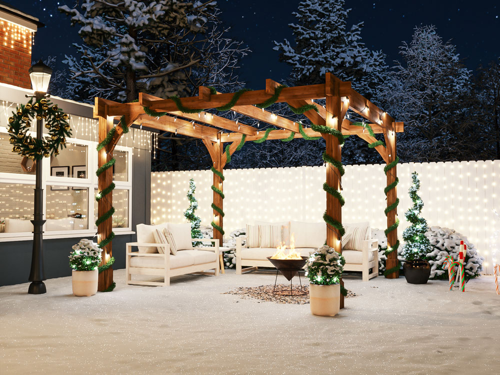 Wooden Pergola for Christmas