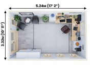 Top Down view of Revers Pent Dominator Insulated Garden Office 3.5m x 5.5m