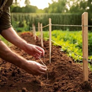 Marking the ground for the fence