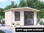 Severn Log Cabin 4m x 2.5m Grey uPVC Closed Exterior with text