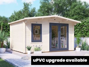 Severn Log Cabin 4m x 3m Grey uPVC Closed with Text