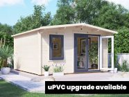 Severn Apex Log Cabin 4m x 4m Grey uPVC Open Exterior