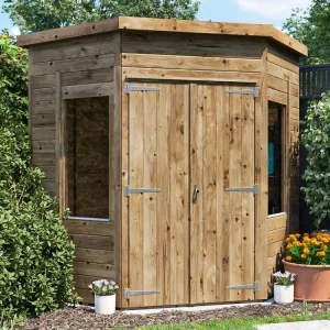 Overlord-Corner-Shed-Glazed-1818-Double-Door-Closed