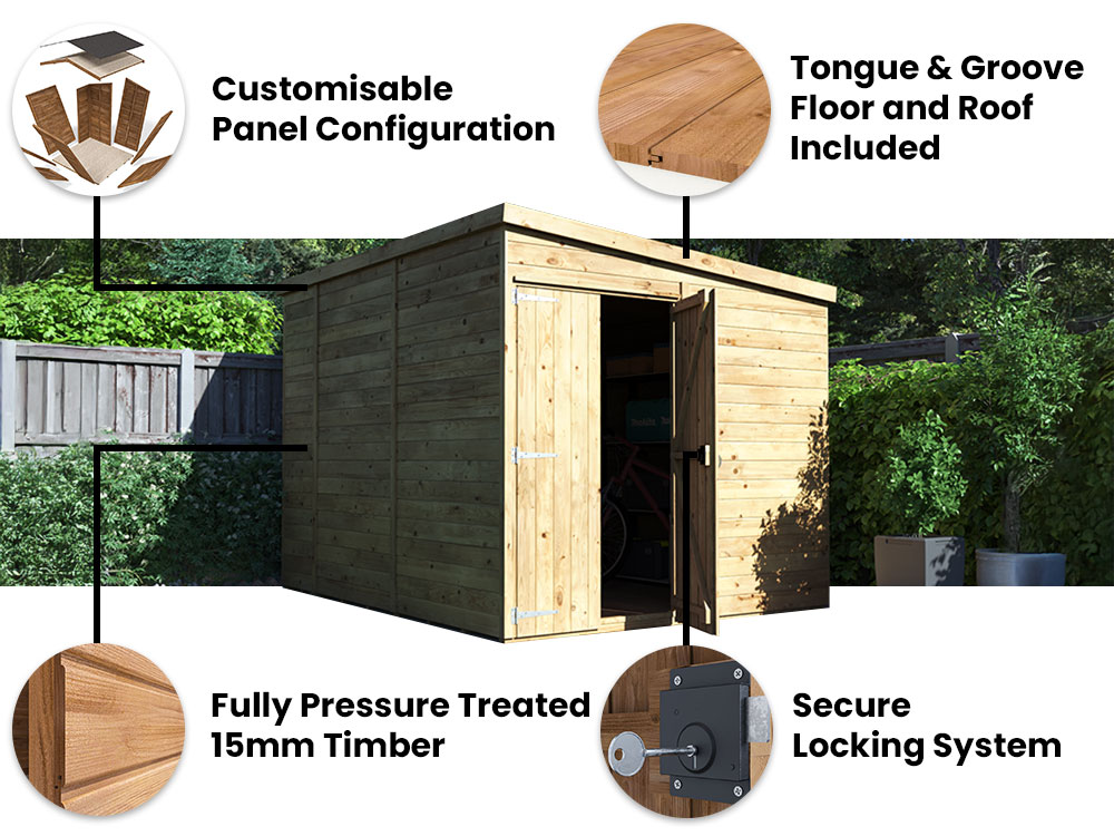 Pent Overlord Modular Reverse Pent Shed 2.4m x 3m | Dunster House