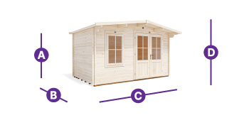 Severn 4m x 2.5m Log Cabin Measurement Outlines Spec Image