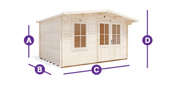 Severn 4m x 3m Log Cabin Measurement Outlines - Spec Image