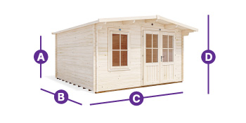 Severn Log Cabin 4m x 4m Measurement Outlines Spec Image