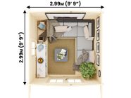 Log Cabin 3m x 3m top down