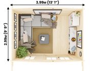 Severn 4m x 3m Log Cabin Top Down