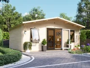 6m x 5m Garden Log Cabin Black uPVC
