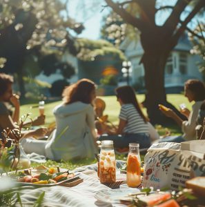 Enjoying the bank holiday outdoors with friends and family