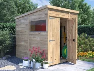 overlord garden shed with pent roof 1.8m x 2.4m with window double door
