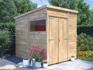 overlord garden shed with pent roof 1.8m x 2.4m with window double door