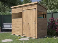 garden shed 2.4m x 1.2m overlord pent roof with windows and double door