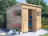 overlord garden shed pent roof with windows and double door 2.4m x 2.4m