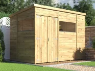 overlord pent roof garden shed with windows and double door 3m x 1.8m