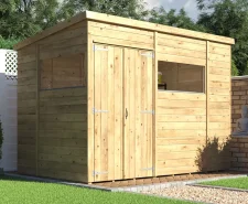 overlord pent roof garden shed with windows and double door 3m x 1.8m