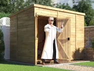overlord pent roof garden shed double door 3m x 1.8m