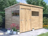 overlord garden shed pent roof 3m x 2.4m with windows and double door