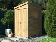 overlord modular pent roof shed 1.2 x 1.8 double door and window