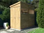 overlord reverse pent garden shed 1.2m x 2.4m with window and double door