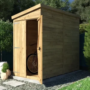 overlord reverse pent garden shed 1.2m x 2.4m double door open