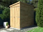 overlord reverse pent garden shed 1.2m x 2.4m double door