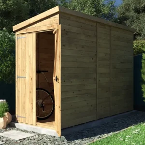 1.2m x 3m pent garden shed overlord double door open