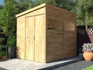 overlord garden shed reverse pent roof 1.8m x 2.4m with window double door