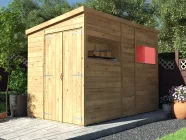 overlord reverse pent shed 1.8m x 3.0m with windows double door