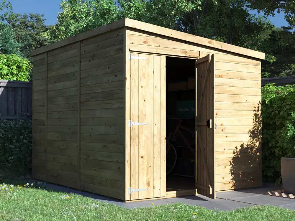 overlord modular pent garden shed 2.4m x 3m double door