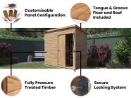 2.4m x 1.2m garden shed pent roof