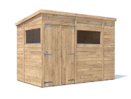 overlord pent roof garden shed with windows and double door 3m x 1.8m