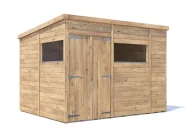 overlord garden shed pent roof 3m x 2.4m with windows and double door