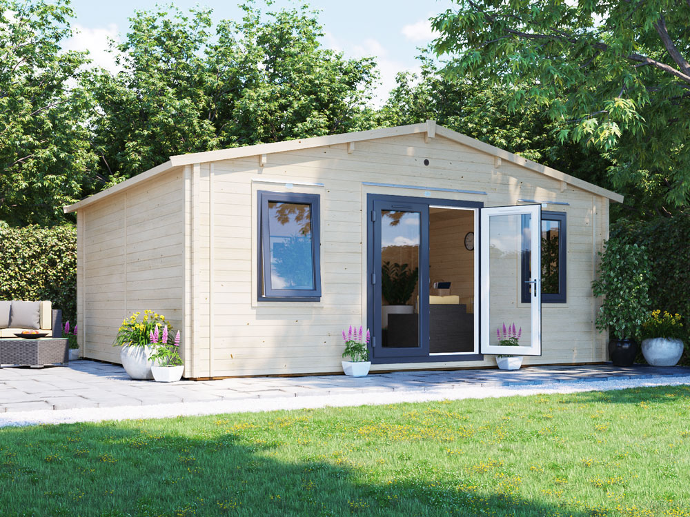 Insulated Log Cabin with uPVC Severn 6m x 5m Winter