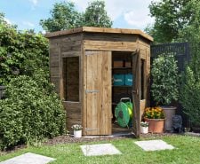 Overlord-Corner-Shed-Glazed-1818-Double-Door-Open