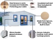 Insulated Log Cabin 6m x 5m Features