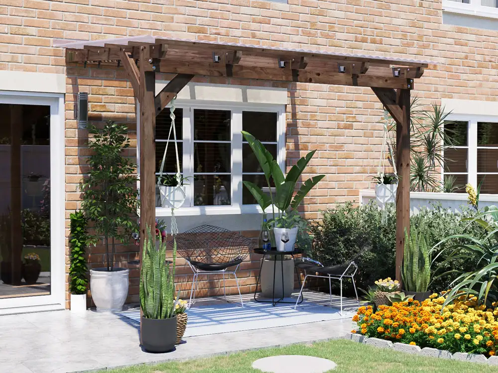Brise Soleil Pergola With Clear Corrugated Roof W2.6m x D1.8m - Open Roof