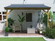 Utopia 3m x 3m Lean To Gazebo Wooden Garden Canopy Front