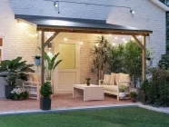 Utopia 3m x 3m Lean To Gazebo Wooden Garden Canopy Night