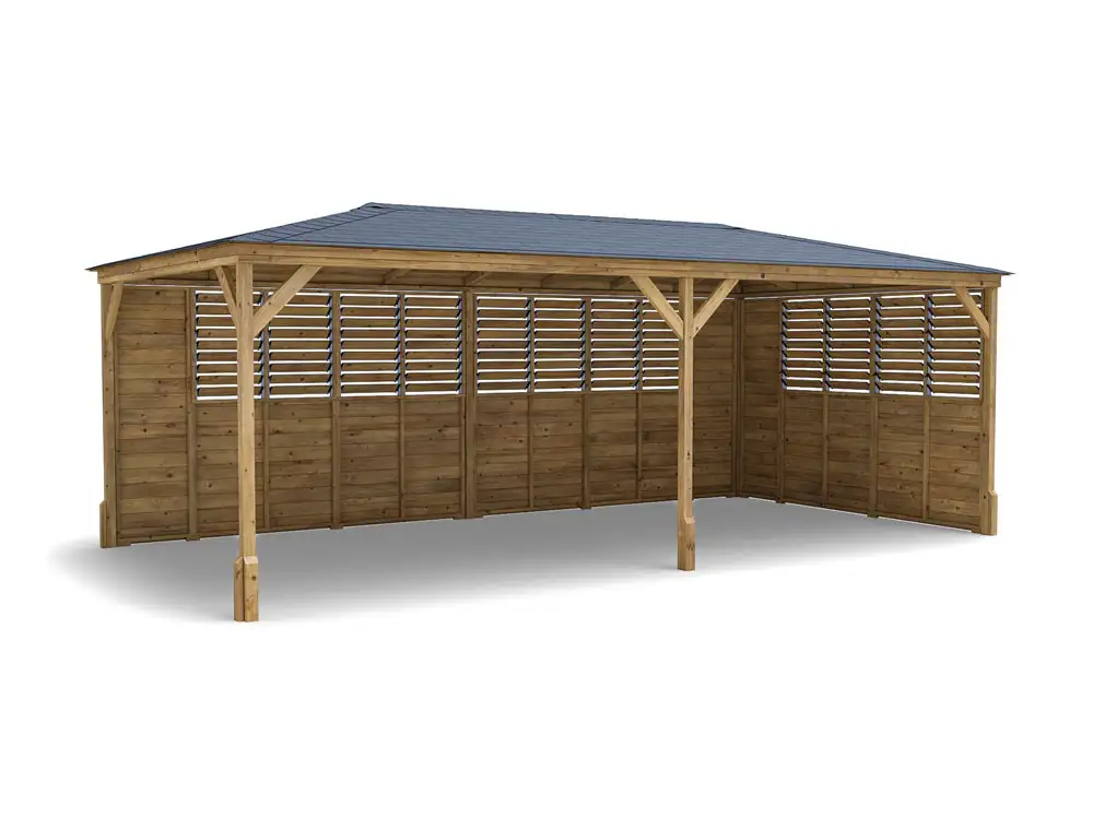 Utopia 630 Louvre Wall Gazebo 6m x 3m | Dunster House