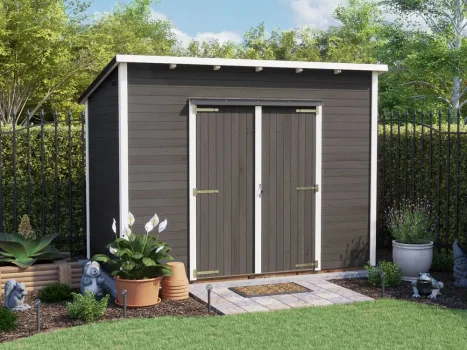 Tubby 19mm Grey Painted Log Cabin Pent Work Shed