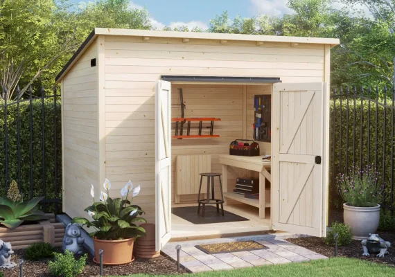 Tubby 19mm Log Cabin Pent Work Shed with Opening Windows