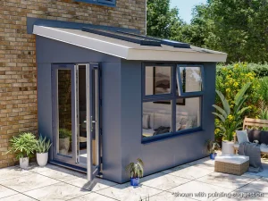 Addroom Conservatory Alternative 3m x 2.5m with Skylights Side Door Dwarf Window Painted Grey uPVC