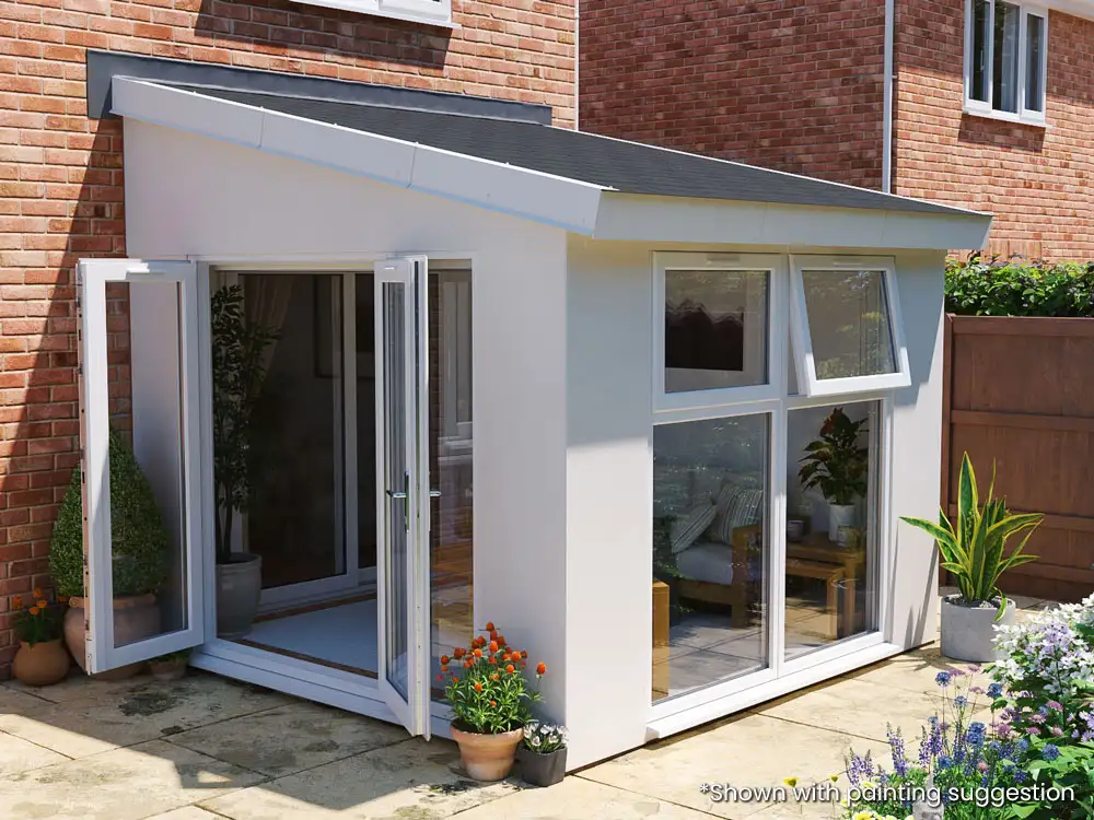 Addroom Conservatory Alternative 3m x 3m with Skylights Side Door Glazed Grey uPVC Painted