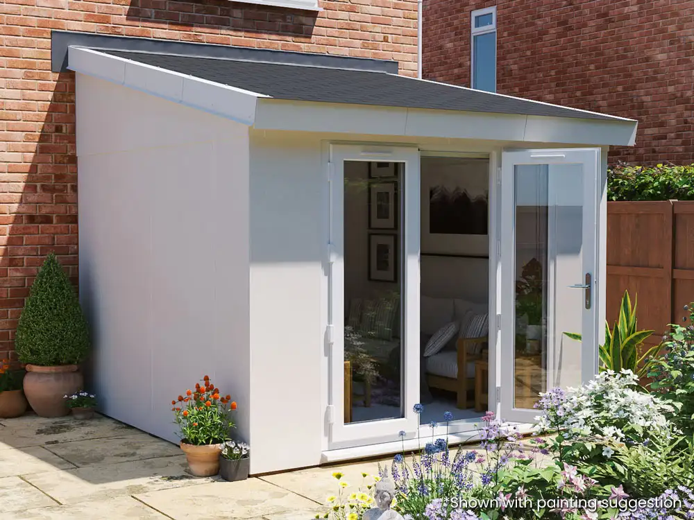 Addroom Conservatory Alternative 3m x 3m with Skylights Solid Walls Grey uPVC Painted